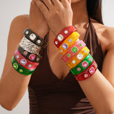 Multi Color Statement Chunky Gold Rhinestone Resin Bangle For Women
