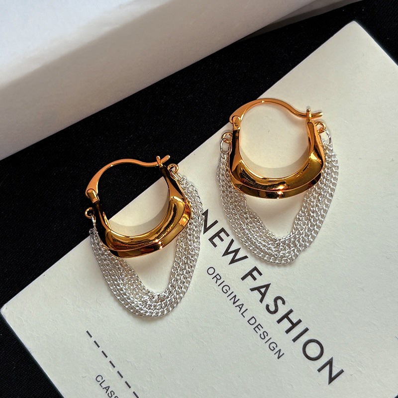 Gold Chunky Multi-Layer Plain Copper Hoop Earrings For Women