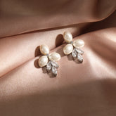 Silver Plated Flower Pearl Anti Tarnish Copper Earrings