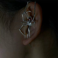 Gothic Spider Design Gold Silver Plated CZ Single Ear Cuff Earrings