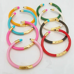 Trendy Pencil Style Gold Plated Enamel Anti Tarnish Copper Cuff & Kada
