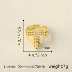 Initial Letter Alphabets Cubic Zirconia 18K Gold Adjustable Ring For Women Group1