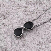 Sunglasses Black Silver Necklace Pendant Chain For Men