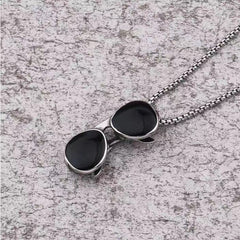 Sunglasses Black Silver Necklace Pendant Chain For Men