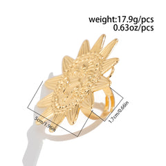Star Sun Face 18K Gold Silver Big Free Size Ring For Women