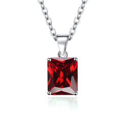 Rectangle Solitaire Silver Multi Color Cubic Zirconia Pendant Chain Earring Ring Set For Women