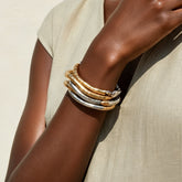 Gold Silver Layered Plain Bracelet Wrist Wear For Women
