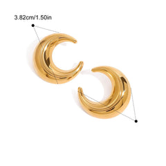 Crescent Moon 18K Gold Stainless Steel Anti Tarnish Stud Earring For Women