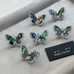 Shall Butterfly Cubic Zirconia Silver Anti Tarnish Stud Earring