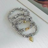 Layered Heart Gold Silver Plated Beads Alloy Bracelet For Women