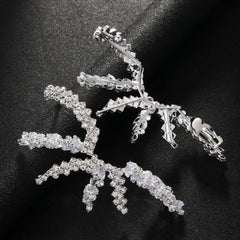 Geometric Rhinestones Cubic Zirconia 18K Gold Silver Ear Clips Earring Pair For Women Group5