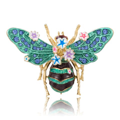 Multi Color Butterfly Gold Plated Rhinestone Brooch For Women