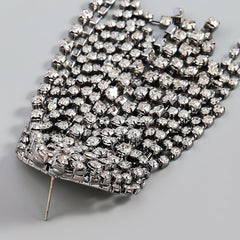 18K Gold Silver Rhinestone Cubic Zirconia Dangler Chandelier Tassel Earring For Women Group5