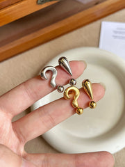 Retro Question Mark Exclamation Mark 18K Gold Silver Anti Tarnish Adjustable Ring For Women