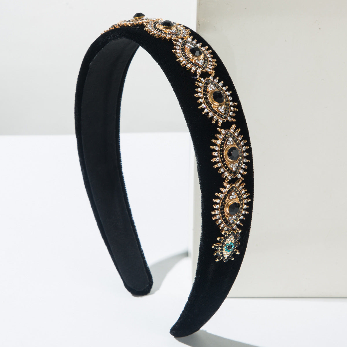 Evil Eye Black Gold Rhinestone Cubic Zirconia Headband Hair Band Accessories For Women