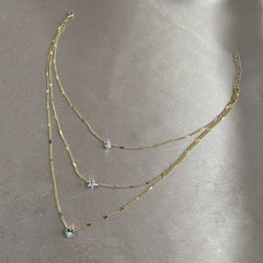 Drop Star Heart Solitaire 18K Gold Plated Anti Tarnish Layer Necklace Chain For Women