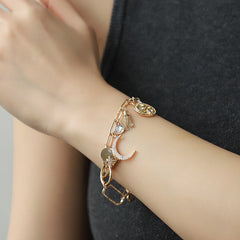 Coin Star Sun Moon Clouds Universe 18K Gold Anti Tarnish Necklace Earring Bracelet Set For Women