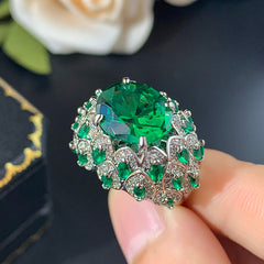 Oval Multi Gemstones CZ Crystal Silver Anti Tarnish Ring