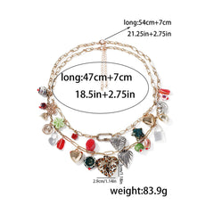 Dual Layer 18K Gold Heart Various Pieces Of Charm Necklace For Women