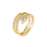 Double Band Gold Silver CZ Copper Anti Tarnish Adjustable Fancy Ring