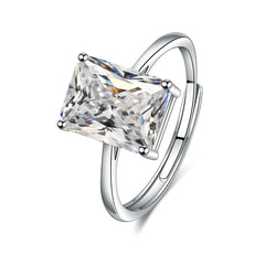 Rectangle Solitaire Silver Multi Color Cubic Zirconia Pendant Chain Earring Ring Set For Women