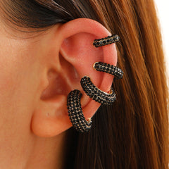 Cubic Zirconia Multi Gemstone 18K Gold Anti Tarnish Stud Ear Cuff Earring Pack Of 4 For Women