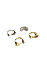 Retro Question Mark Exclamation Mark 18K Gold Silver Anti Tarnish Adjustable Ring For Women