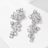 Floral Flower 18K Gold Cubic Zirconia Anti Tarnish Dangler Earring For Women