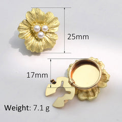 Flower Petals Gold Silver Plated Pearl Brass Anti Tarnish Button Cover