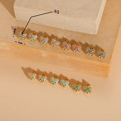 Teddy Bear 18K Gold Cubic Zirconia Multi Gemstone Anti tarnish Stud Earring For Women