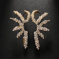 Geometric Rhinestones Cubic Zirconia 18K Gold Silver Ear Clips Earring Pair For Women Group5