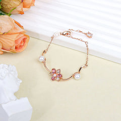 Flower Elegant Daisy Rose Gold Plated CZ Copper Necklace Combo Set