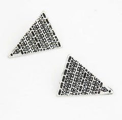 Tringle Oxidised Silver Stud Earring For Women
