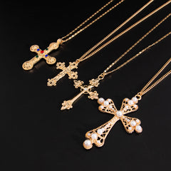 Jesus Cross Rosary 18K Gold Plated Anti Tarnish Necklace Pendant Chain For Men Women