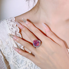 Oval Silver Gemstone Cubic Zirconia Anti Tarnish Adjustable Ring