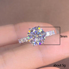 Silver Round Cut Cubic Zirconia Brass Anti Tarnish Size Ring Women