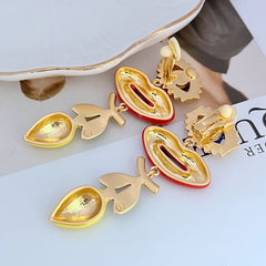 Lips Evil Eye Red Blue 18K Gold Dangler Anti Tarnish Earring For Women