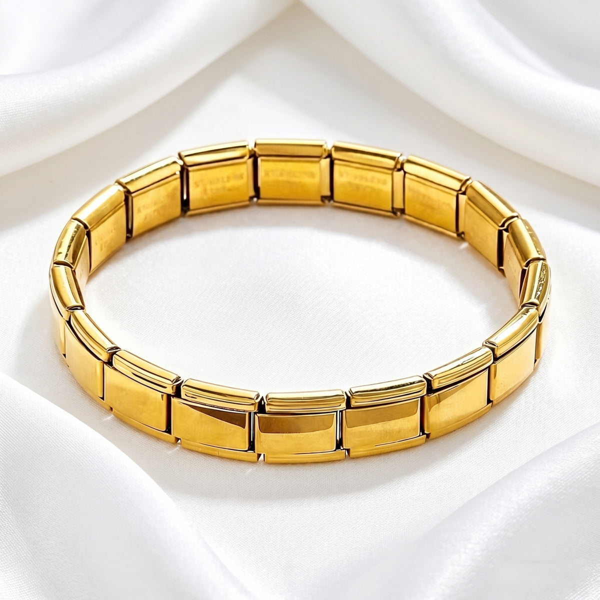 Gold Silver Bricks Anti Tarnish Stainless Steel Bracelet For Women