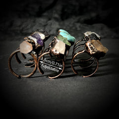 Rows Tone Black Gemstone Crystal Adjustable Ring For Women