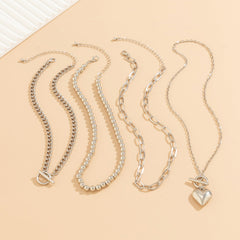 Heart 18K Gold Silver Anti Tarnish Layer Link Chain Necklace For Women