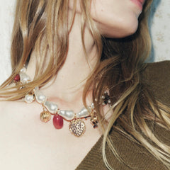 Heart Pearl white 18K Gold Plated Anti Tarnish Charm Necklace For Women