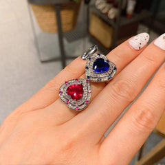 Heart Love Blue Silver Anti Tarnish Free Size Ring For Women