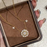 Clover Cubic Zirconia 18K Gold Anti tarnish Necklace For Women