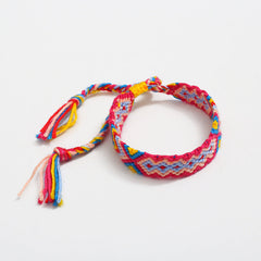 Bohemian Rainbow Braided Threads Adjustable Bracelet For Women