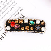 Rectangle Crystal Pearls Cubic Zirconia Black White Hair Clips Hair Accessories For Women