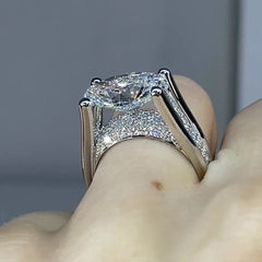 Dimond Solitaire Cubic Zirconia Silver Anti Tarnish Ring For Women