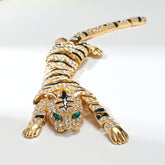 Premium Tiger Design Gold Silver Plated CZ Copper Anti Tarnish Brooch