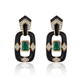 18K Gold Enamel Cubic Zirconia Anti Tarnish Dangler Earring For Women