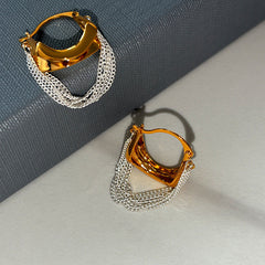 Gold Chunky Multi-Layer Plain Copper Hoop Earrings For Women