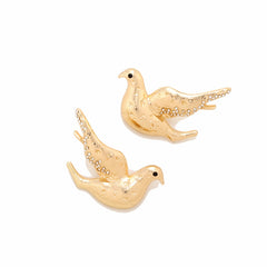 Gold Silver Dove Bird Plain Stud Earrings For Women